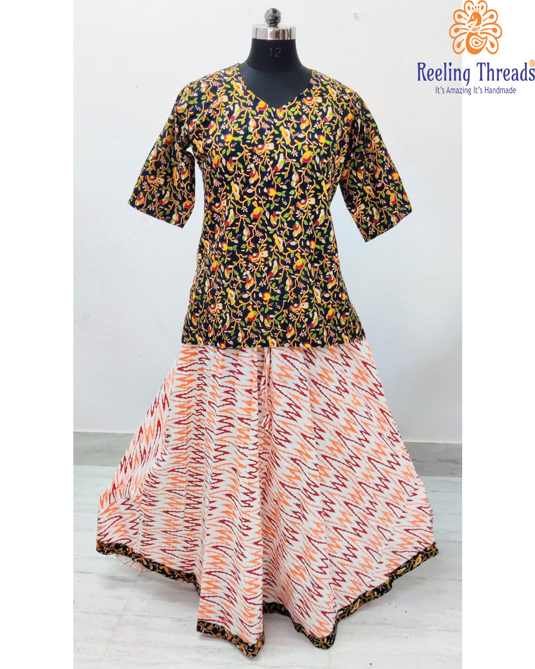 Halter neck Top with Ethnic Skirt Set | The Little Factory