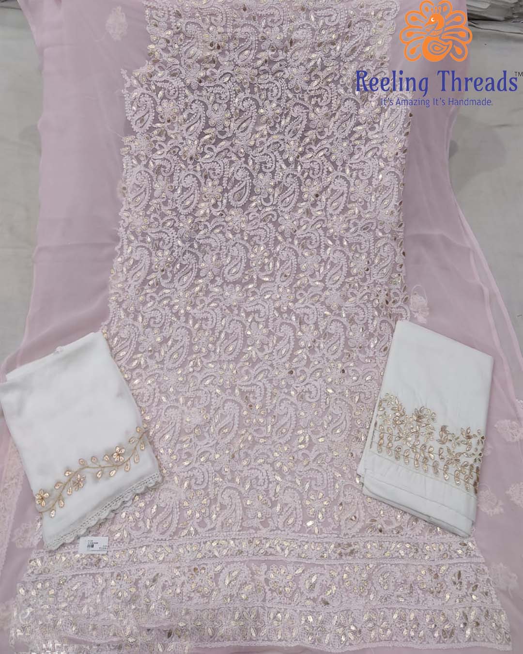Zarqash Chikankari Cotton Embroidered Dress Material On Wholesale