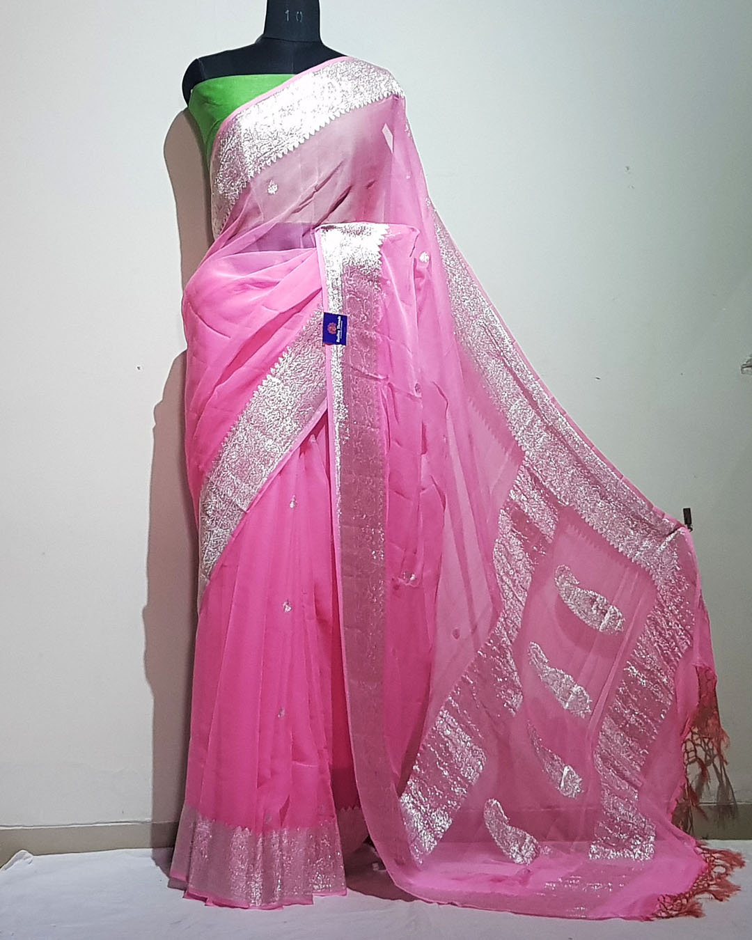 Khaddi Georgette Handloom Banarasi Saree - Jaal with Meenakari – The Crafts  Banaras