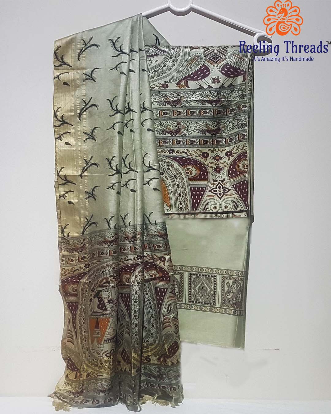 Madhubani Printed Bhagalpur Silk Salwar Suit Material 10056881 – Avishya.com